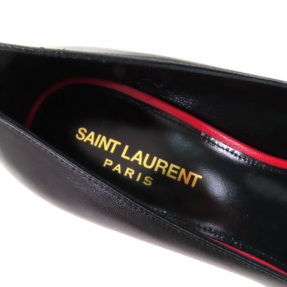 Saint Laurent Paris 480093 Pointed Toe Pin Heel Leather Pumps Black 37.5 Made - Picture 8 of 10